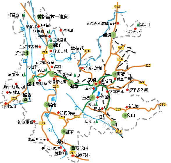 雲南省地圖  雲南旅遊地圖